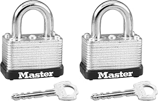 Master Lock 22D Laminated Steel Warded Padlock, 1-1/2-Inch Wide Body, 5/8-Inch Shackle Height,Silver- Pack of 2