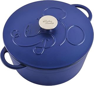 Farberware Disney Bon Voyage Pre-Seasoned Cast Iron Dutch Oven/Casserole Pan with Lid, Suitable for All Stovetops, Including Induction, 4.75 Quart, Blue