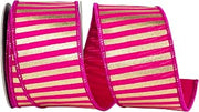 Reliant Ribbon Metallic Bars Fuchsia Deluxe Wired Edge, Fuchsia/Gold, 2-1/2 Inch, 5 Yards