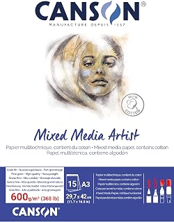 Canson Mixed Media Artist Pad 600gsm A3 Glued Pad 15 Sheets