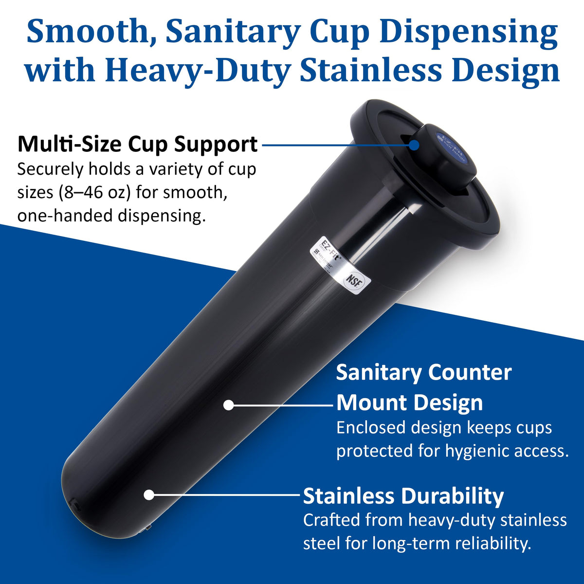 San Jamar 23.25 in / Black Gasket / Black Cup Holders