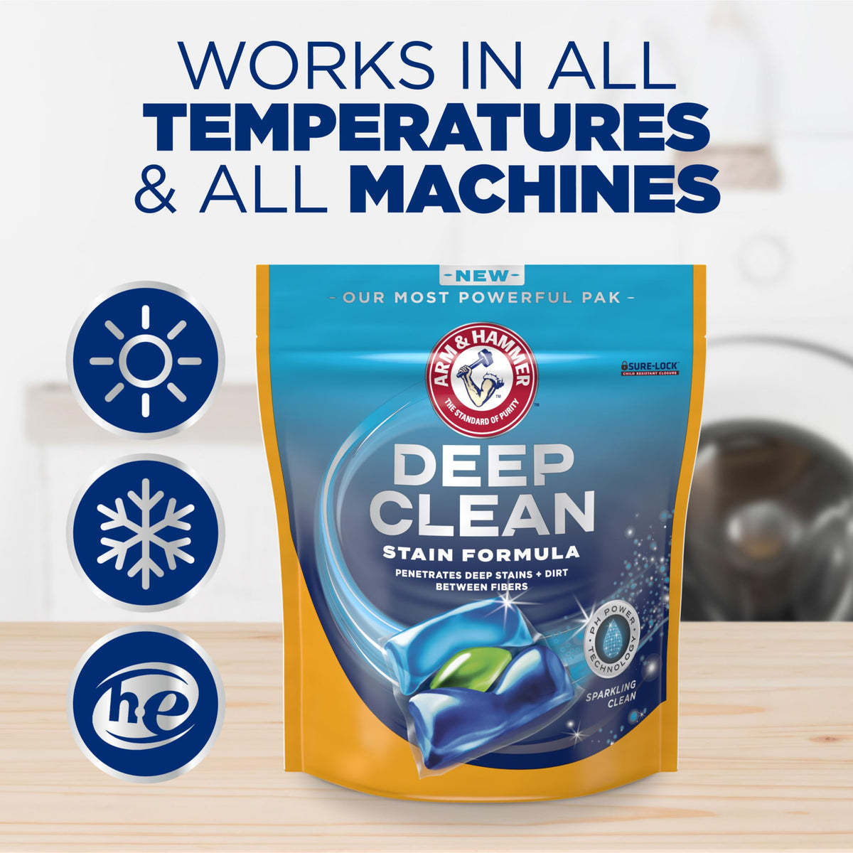 Deep Clean Stain Formula Laundry Detergent Power Paks by ARM & HAMMER – 32 Count (Pack of 1)