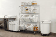 ProSave Shelf-Storage Ingredient Bin With Scoop 400-Cup Capacity Plastic White Sliding Lid Container with Wheels for Kitchen/Restaurant/Food Organization by Rubbermaid Commercial
