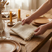 Accent Home Linen Blend Napkins, 18 x 18 Inches, Natural Set of 12