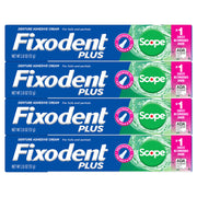 Plus Scope Denture Adhesive Cream by Fixodent – 2 Ounce (Pack of 4), Rubber-Based Formulation, blue & green, Pack of 4, Model meige1000hu1936