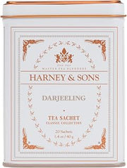 Harney & Sons Classic Darjeeling Black Tea, 20 Sachets in Tin | Black tea blended from First Flush and Autumnal Darjeeling teas. Contains caffeine.