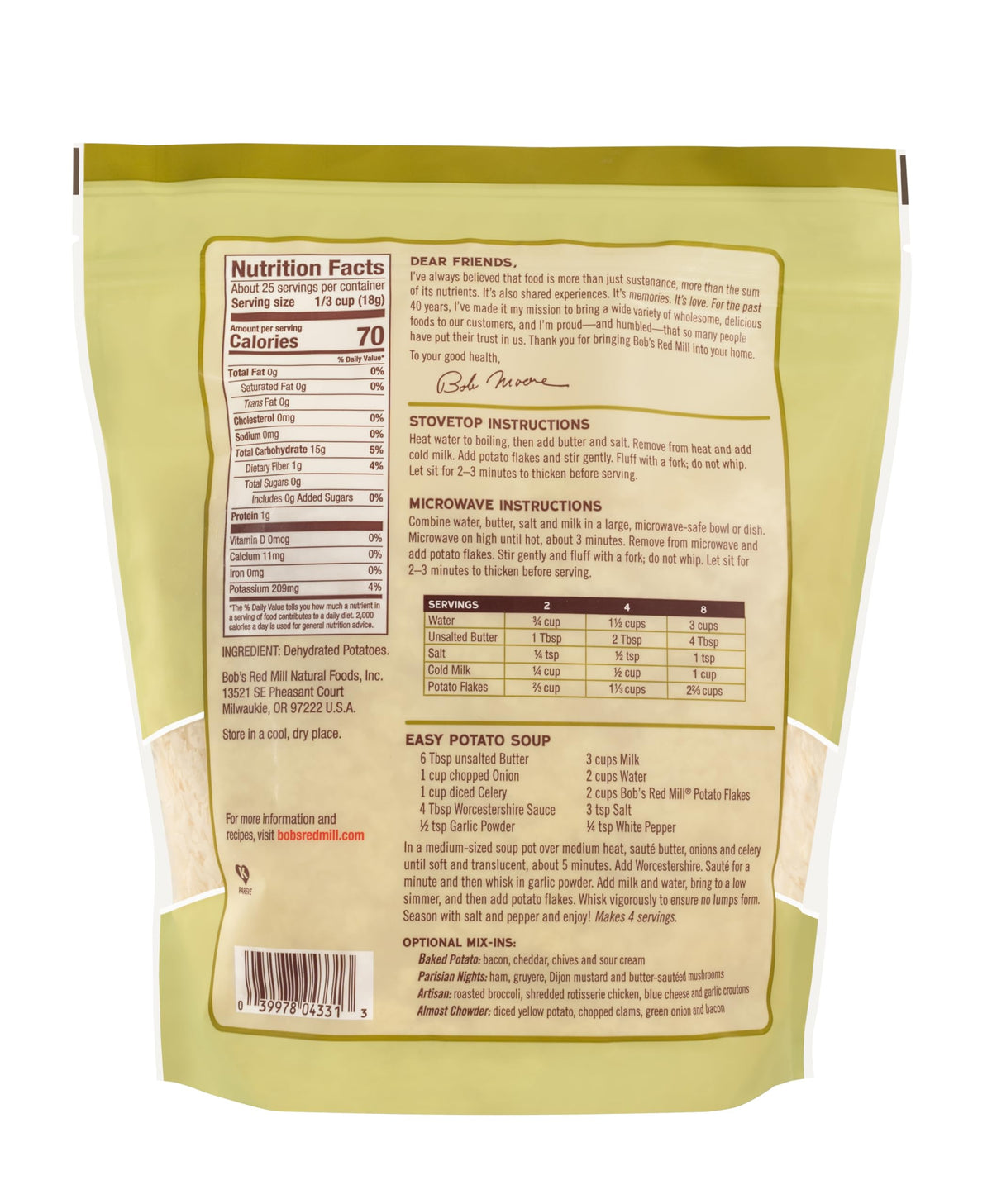 Potato Flakes by Bob's Red Mill – 16 Ounce (Pack of 4), Pack of 4, Model P101321