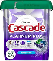 Cascade Platinum Plus Dishwasher Pods, Dishwasher Detergent, Dish Detergent Soap, Fresh, 47 Count