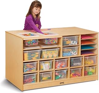 Jonti-Craft 69510JC Mobile Twin Storage Island with Clear Bins