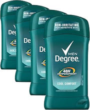 Degree Men Antiperspirant Deodorant Stick Cool Comfort 48 Hour Protection Non Irritating 2.7 oz (Packaging May Vary) (Pack of 4)
