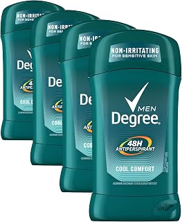 Degree Men Antiperspirant Deodorant Stick Cool Comfort 48 Hour Protection Non Irritating 2.7 oz (Packaging May Vary) (Pack of 4)