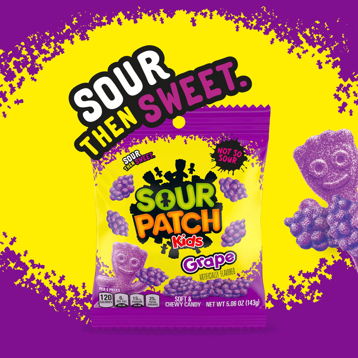 Sour Patch Kids Grape / 5 Ounce (Pack of 12) / Halloween Gummy Candy