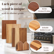 Wnfou Book Shaped Cutting Board Set, 13 x 7.8 Inch, Natural Wood