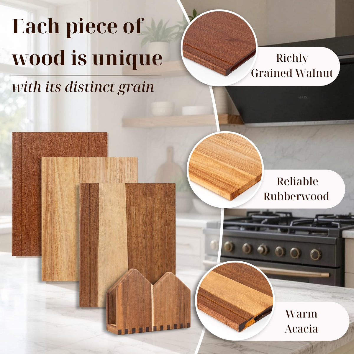 Wnfou Book Shaped Cutting Board Set, 13 x 7.8 Inch, Natural Wood