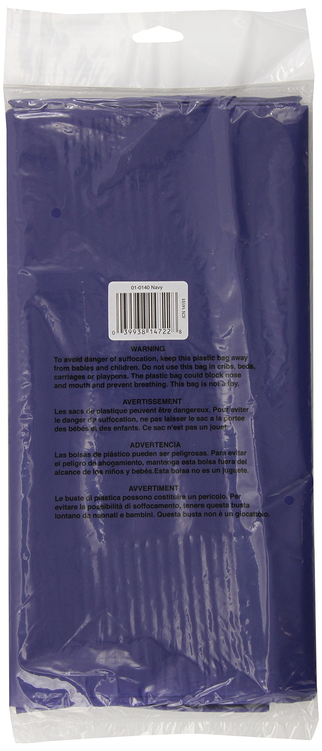 Touch of Color Plastic Table Cover by Creative Converting – One Size, Plastic, Navy, Pack of 12, Model 010140