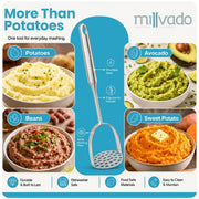 Millvado Potato Masher, Stainless Steel, 12.5 Inch