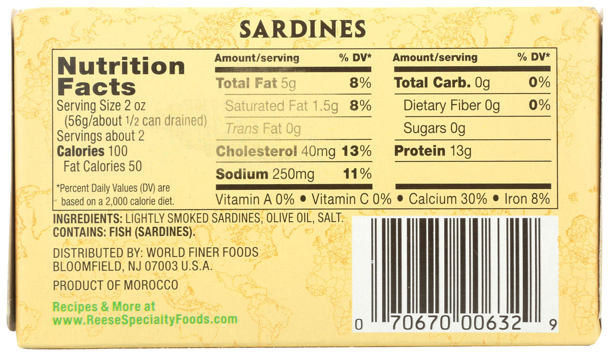 fancy sardlines in 100% Olive Oil by Reese – 4.38 Ounce (Pack of 10), Natural, Pack of 10