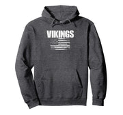 Curtis Vikings USA Flag Pride Pullover Hoodie by Curtis Vikings Official High School Gear – Polyester, Blue, Model AX98H9X9297