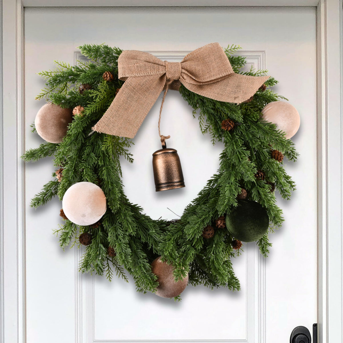 Vtyepou Velvet Christmas Ornaments, 3.15 Inch, Brown Green Neutral, Pack of 15