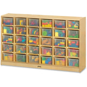 30 Cubbie Mobile Storage with Clear Trays by Jonti-Craft – 35.5 x 57.5 x 15 in, Wood, Black, Model 04310JC