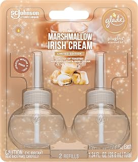 Glade PlugIns Refills Air Freshener, Scented and Essential Oils for Home and Bathroom, Marshmallow Irish Cream, 1.34 Oz, 2 Count