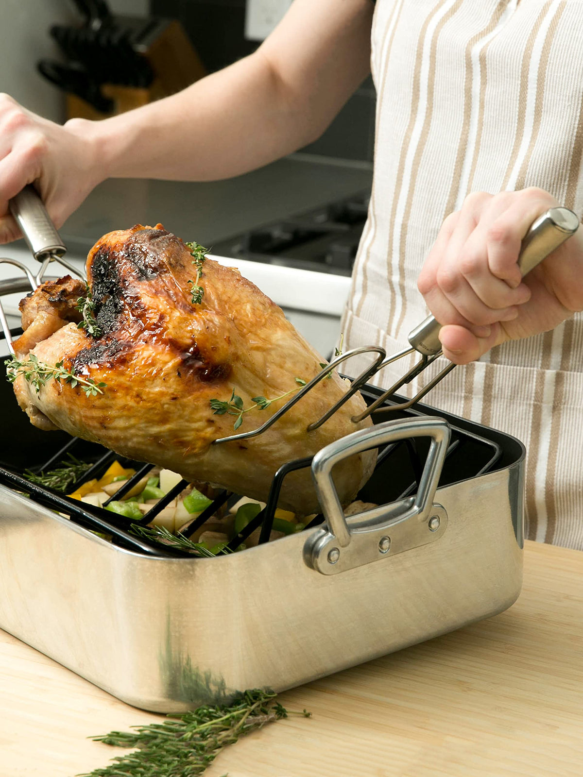 RSVP International Endurance Stainless Steel Roast Lifters, Set of 2, 10.5 Inch