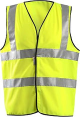 OccuNomix LUX-SSFULLG-YS High Visibility Premium Solid Dual Stripe Full Classic Safety Vest, Class 2, 100% ANSI Polyester Tricot with 2” 3M Scotchlite Reflective Material, Yellow, Small