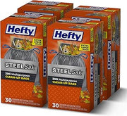 Hefty Steelsak Heavy Duty Large Trash Bags,Gray,Unscented,39 Gallon,30 Count (Pack of 4)