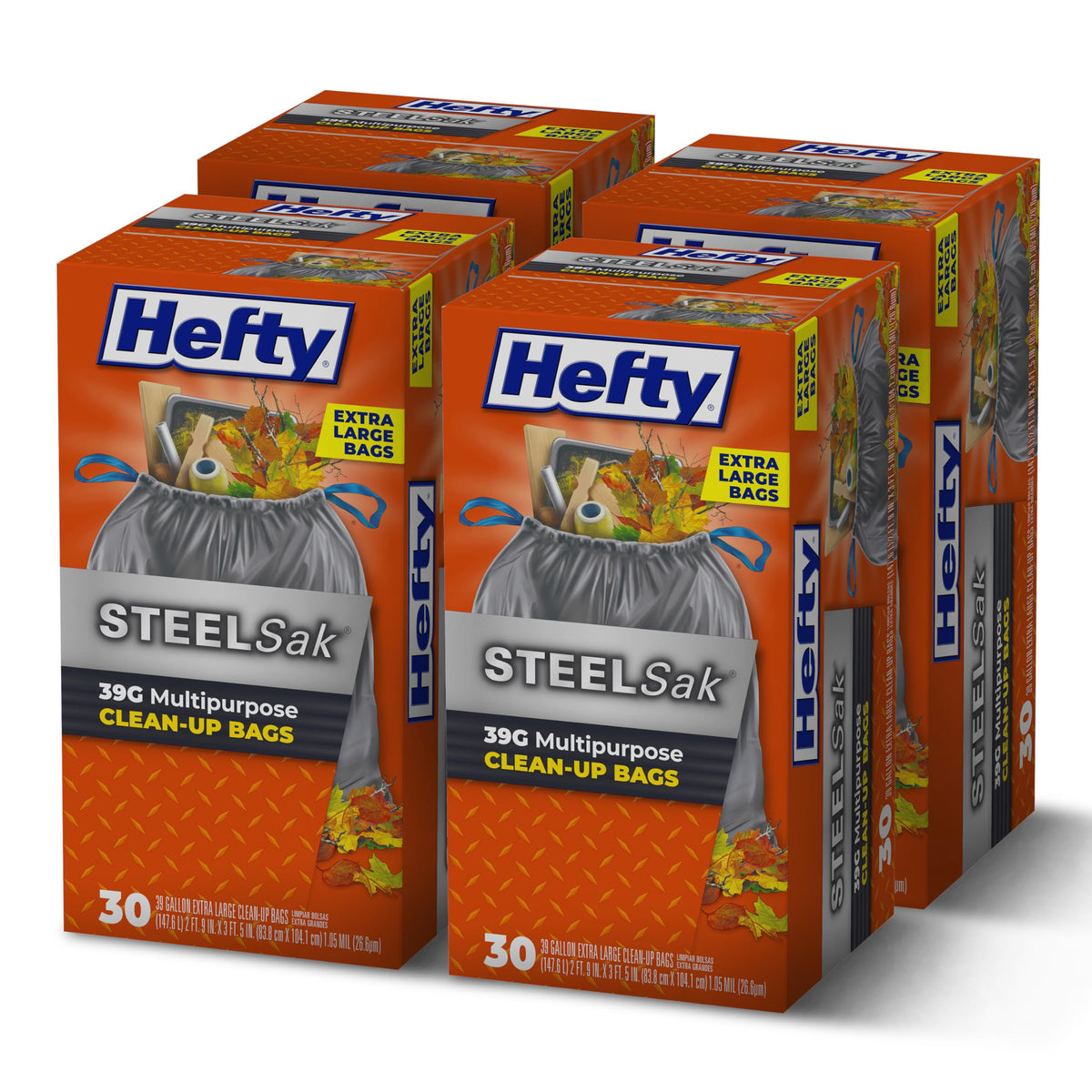 Hefty 30 Count (Pack of 4) / Gray / 39.0 gallons Trash Bags