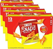 Cheez-It Snap'd Cheese Cracker Chips, Thin Crisps, Lunch Snacks, Double Cheese, 9oz Box (12 Pouches) (Pack of 4)
