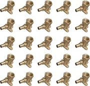 SharkBite 3/4 Inch Crimp x 3/4 Inch FNPT Crimp 90 Degree Drop Ear Elbow, Pack of 25, Brass Plumbing Fitting, PEX Pipe, PE-RT, UC340LF
