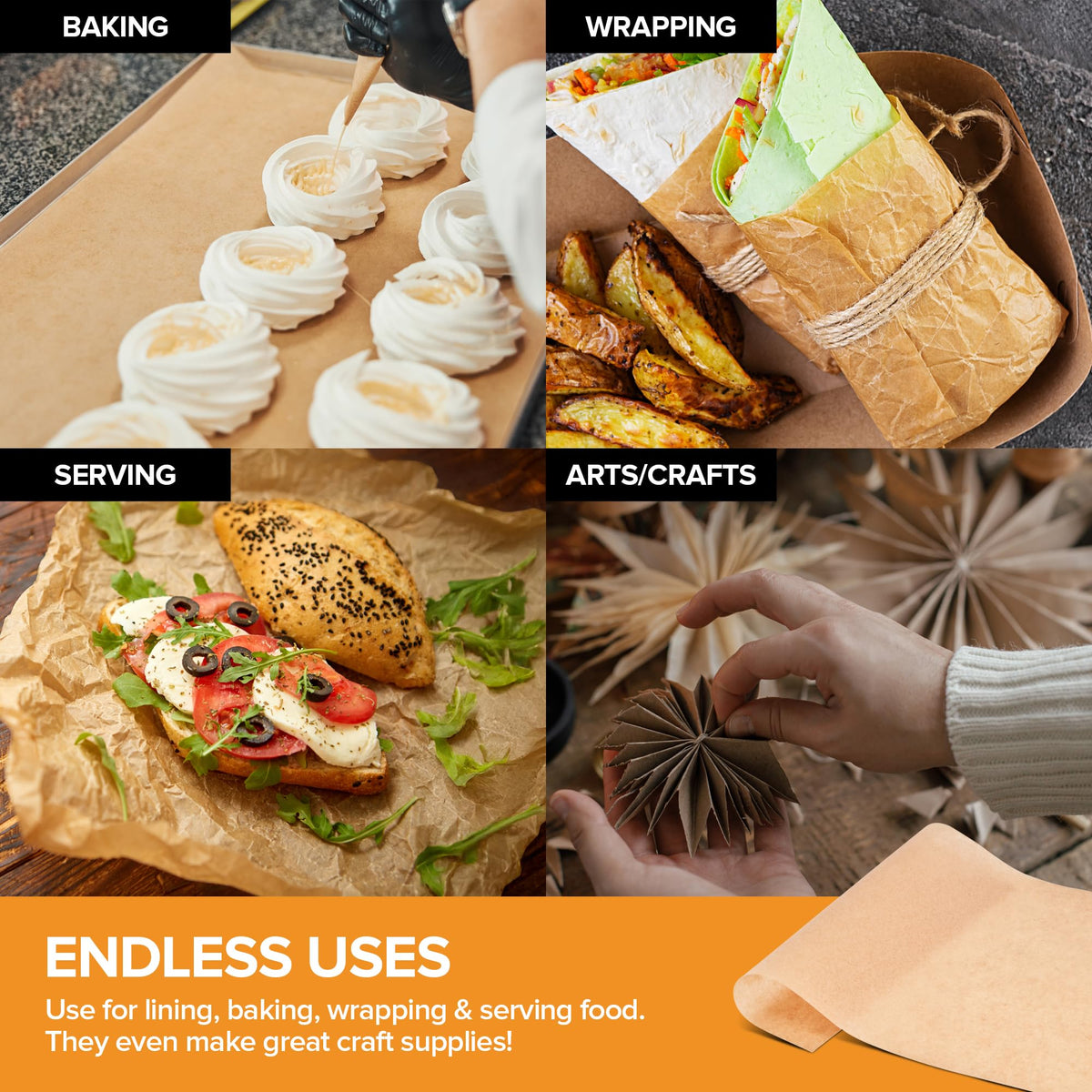 200 Ct Unbleached Parchment Paper Sheets by Stock Your Home – 10.7”x13.75”, Paper, Pack of 200