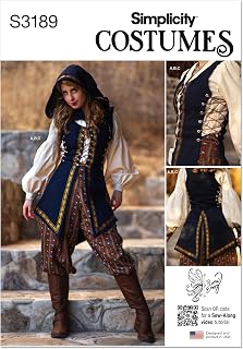 Simplicity S3189 Women's Fantasy Rogue Costume Sewing Pattern by Raine Emery, Sizes 6-14