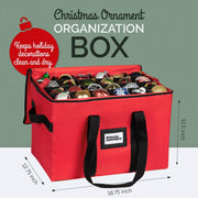 Holdn' Storage Ornament Box, Holds 96 Three-Inch Ornaments, Red