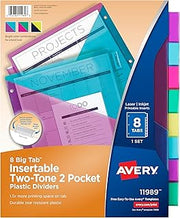Avery Big Tab Insertable Plastic Pocket Dividers, 8-Tab, 1 Set