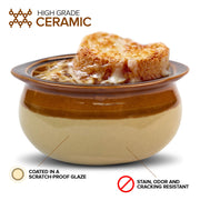 French Onion Soup Crocks (6 Count) - 12 Ounce Oven Safe by Stock Your Home – 12oz - 6 Pack, 12.0 ounces, Ceramic, Brown (Two Tone), Pack of 6