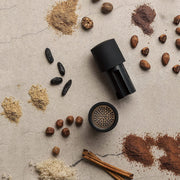 Manual Spice Mill - Cinnamon Grinder and Nutmeg Grater (Black) by Microplane – 2x2x8.1 Inch (Pack of 1), Stainless Steel, Black, Model 48060