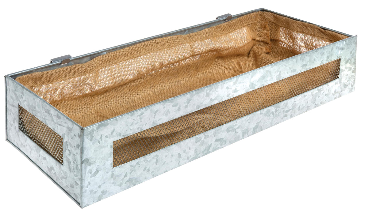 Galvanized Basket with Burlap by HUBERT – Commercial Grade