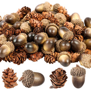 Syhood Artificial Acorns and Pine Cones, 200 Count, Natural