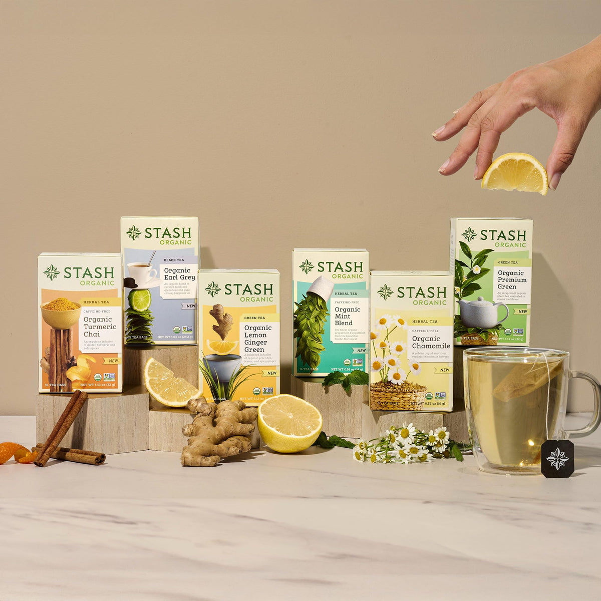 Tea Organic Lemon Ginger Green Tea by Stash – 16 Count (Pack of 6)