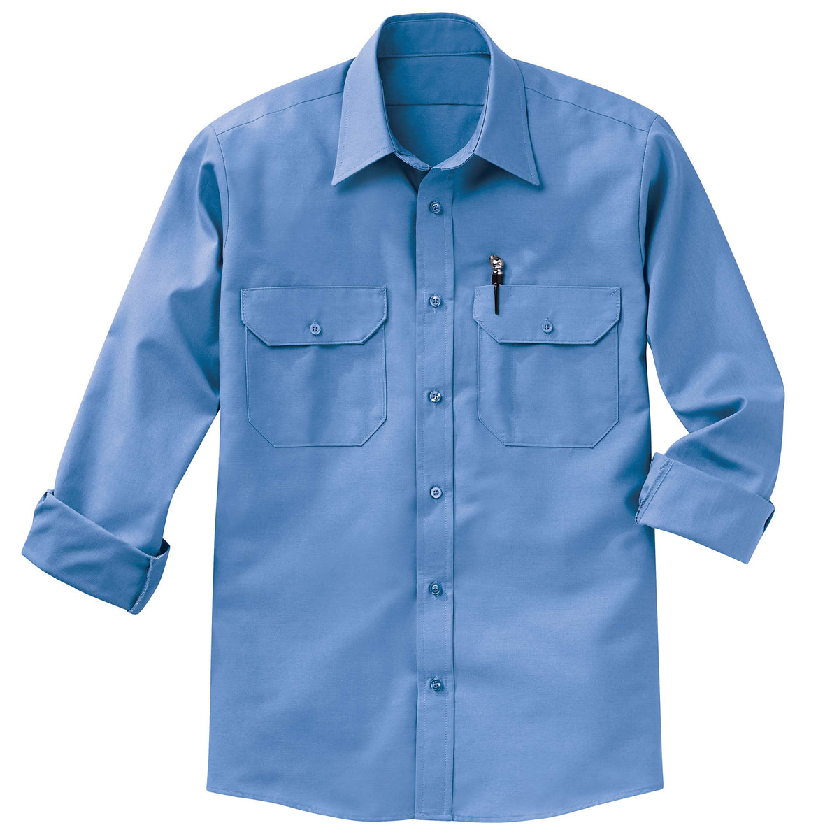 Men's Solid Dress Uniform Shirt by Red Kap – Large, Polyester/35, Petrol Blue, Model SP50MBL323