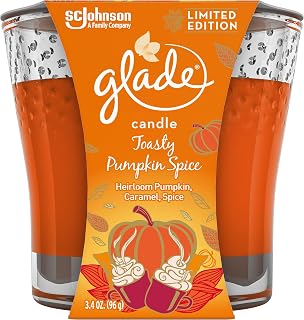 SC Johnson Glade Candle Jar Air Freshener, Toasty Pumpkin Spice 3.4 Oz