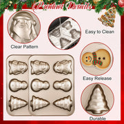 Blushtier Christmas Cake Pan, Aluminum Fluted Mold, Gold 2 Pack
