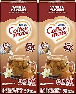 Nestle Coffee mate Liquid Coffee Creamer Singles, Vanilla Caramel, 50 Ct Box (Pack of 2)