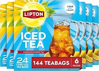 Lipton Unsweetened Iced Tea Bags, Family Size, (24 Ct. 6-Pack) 144 Ct.