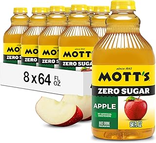 Mott's Zero Sugar Apple Juice Drink, 64 fl oz Bottle (Pack of 8), Apple Flavor, Excellent Source of Vitamin C
