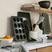 KitchenAid Evergreen Textured Towels, Oversized 18x28 Inch, Deep Forest Green 3-Pack