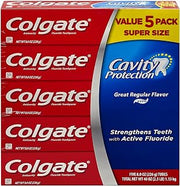 Colgate Cavity Protection Regular Flavor Fluoride Toothpaste 8 Ounce Tube 5 Tubes
