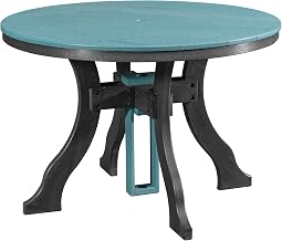 American Furniture Classics Model 44R-D-ARB Dining Height Round Table in Aruba Blue with a Black Base, Made in The USA