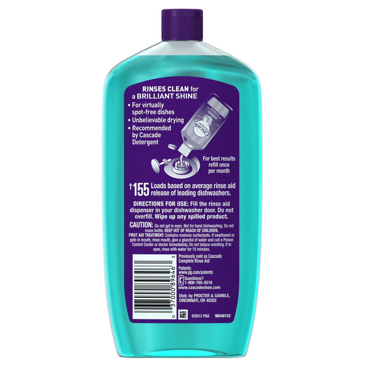 Rinse Aid Platinum Dishwasher Agent by Cascade – 16 Fl Oz (Pack of 6), Pack of 6